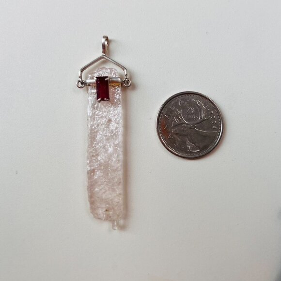 Mystical Quartz Pendant in Sterling Silver and Tourmaline Gemstone - Picture 7 of 8
